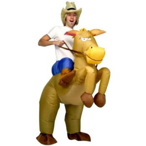 Aufblasbares Kostüm Pferd und Cowboy Fasching Karneval