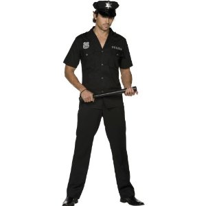 Polizistenkostüm Kostüm Polizist Polizei US Cop USA in schwarz Uniform für Herren